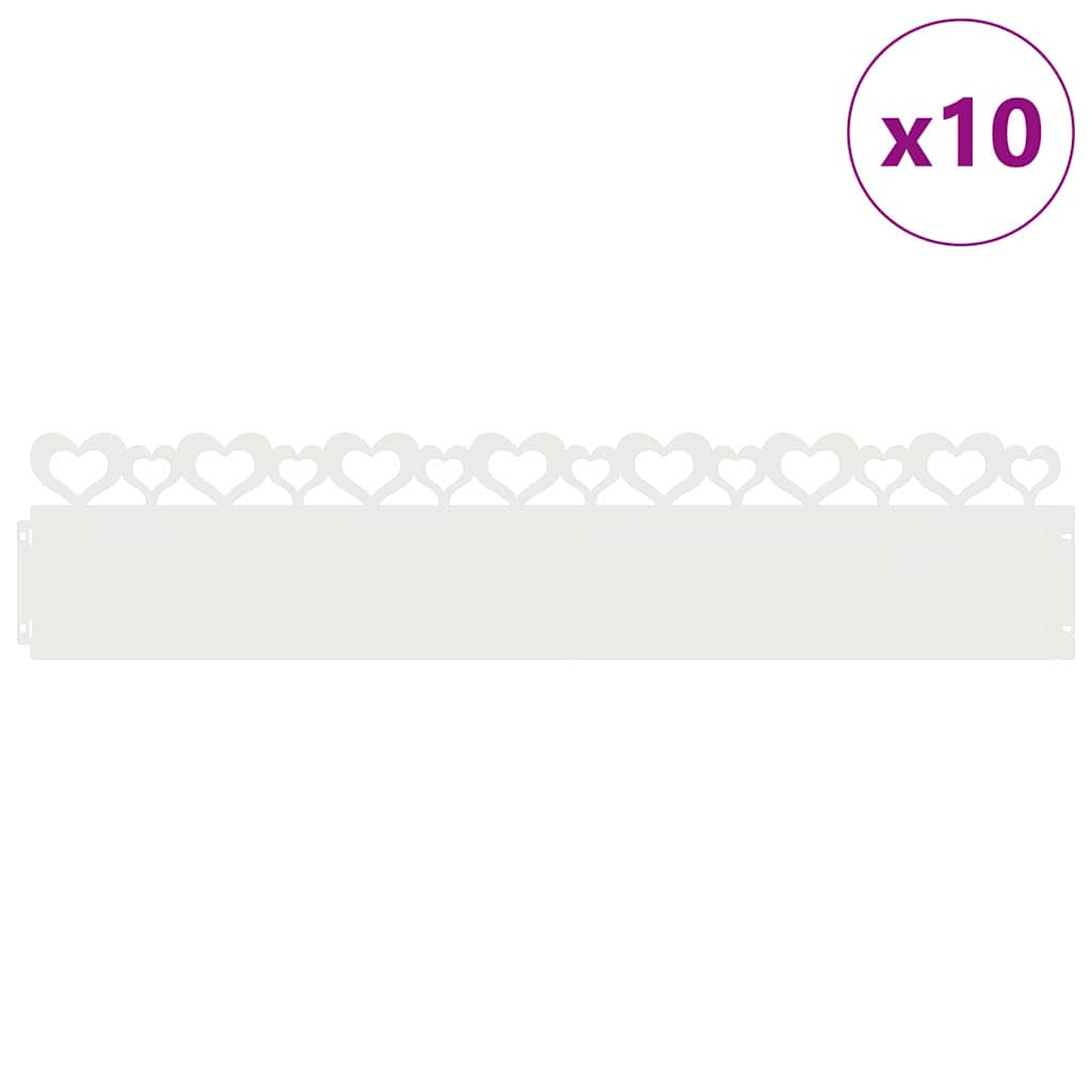 Bordure per prato 10 pcs Bianco 103 x 0,05 x 22 cm Acciaio