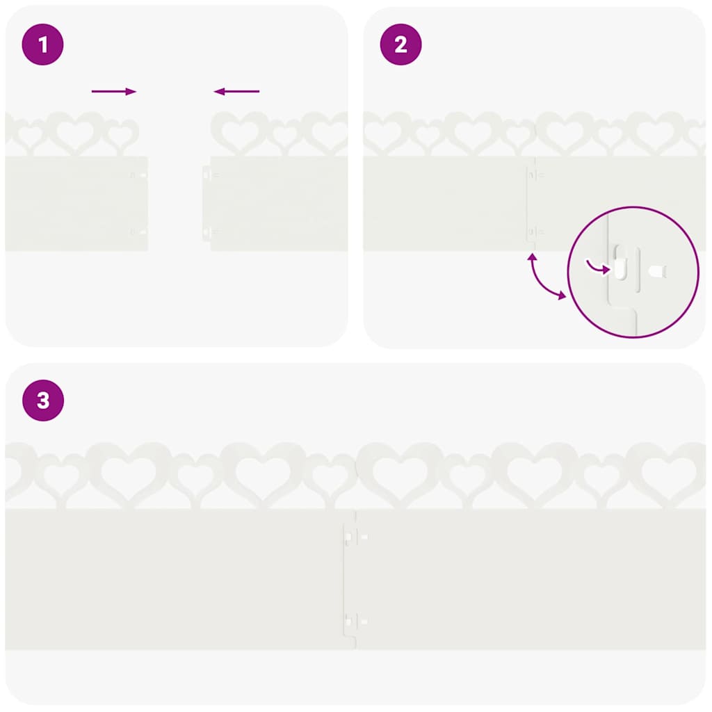 Bordure per prato 20 pcs Bianco 103 x 0,05 x 22 cm Acciaio