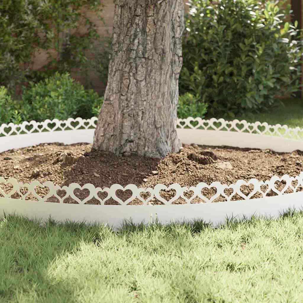 Bordure per prato 30 pcs Bianco 103 x 0,05 x 22 cm Acciaio