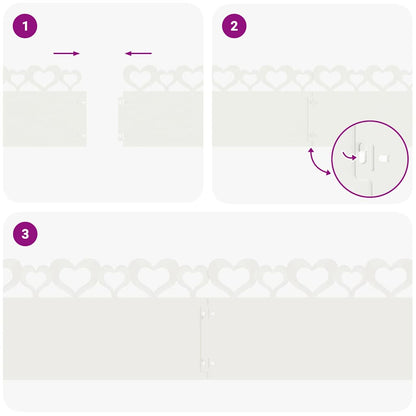 Bordure per prato 30 pcs Bianco 103 x 0,05 x 22 cm Acciaio