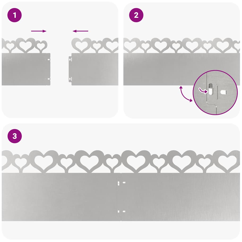 Bordure per prato 30 pcs Argento 103 x 0,05 x 22 cm