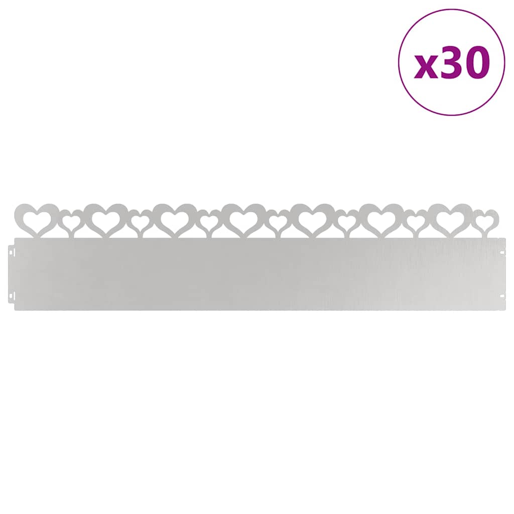 Bordure per prato 30 pcs Argento 103 x 0,05 x 22 cm