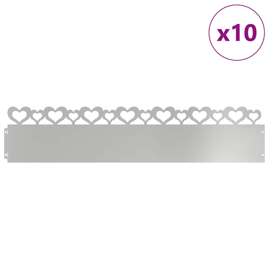 Bordure per prato 10 pcs Argento 103 x 0,05 x 22 cm