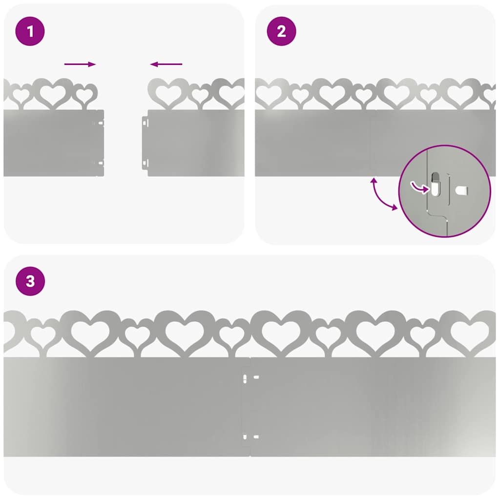 Bordure per prato 20 pcs Argento 103 x 0,05 x 22 cm | homemem39