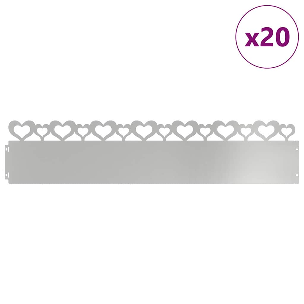 Bordure per prato 20 pcs Argento 103 x 0,05 x 22 cm
