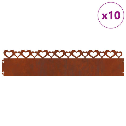 Bordure per prato 10 pcs Ruggine 103 x 0,05 x 22 cm | homemem39