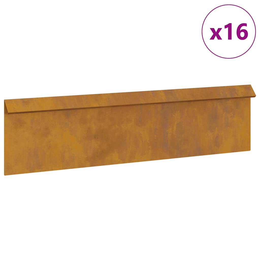 Recinto per lumache 16 pcs Ruggine 100 x 3,5 x 25 cm