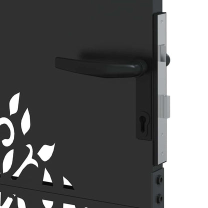 Cancello da giardino con blocco Nero 85 x 100 cm | homemem39