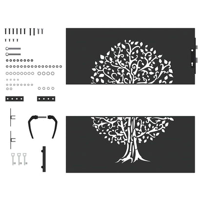 Cancello da giardino con blocco Nero 85 x 100 cm | homemem39