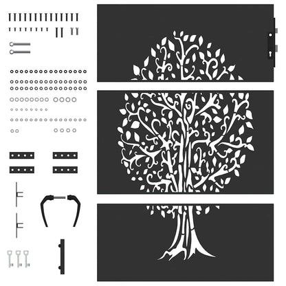 Cancello da giardino con blocco Nero 85 x 125 cm | homemem39
