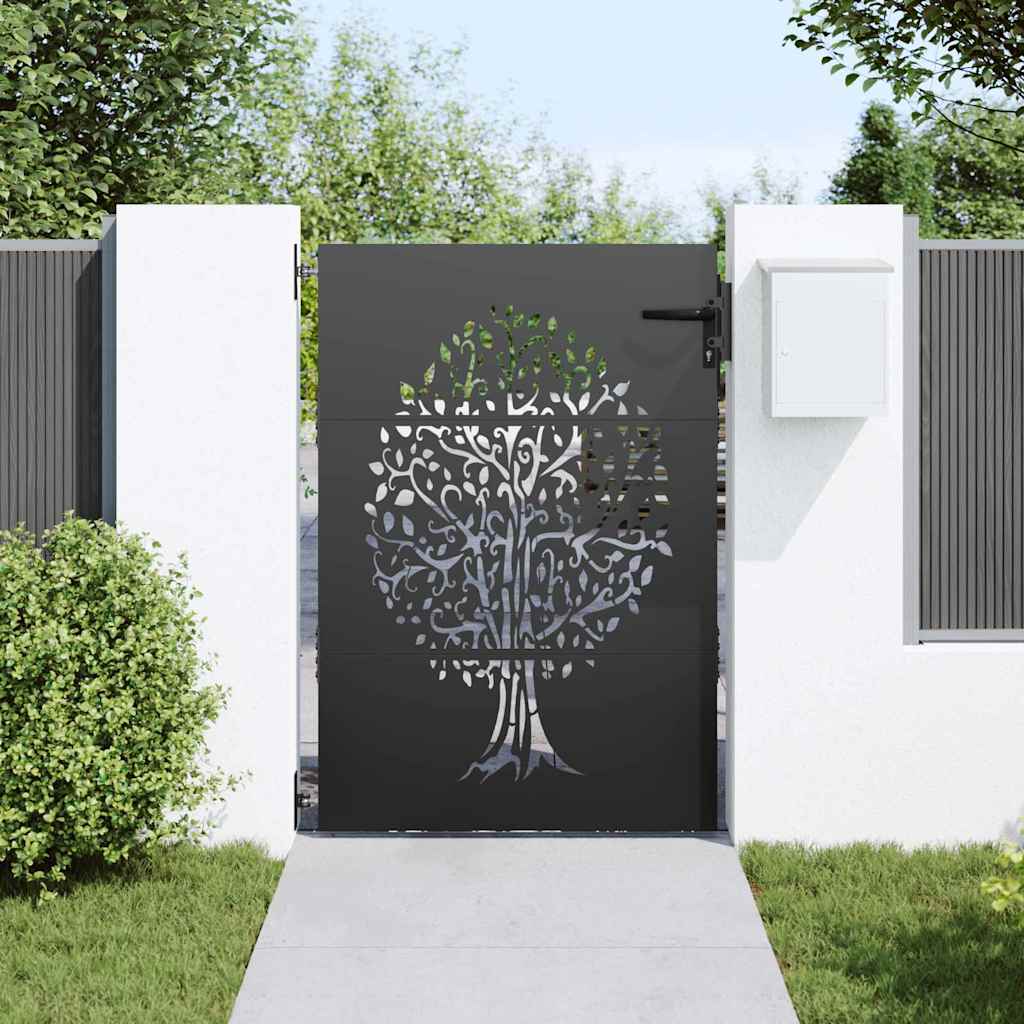 Cancello da giardino con blocco Nero 85 x 125 cm | homemem39