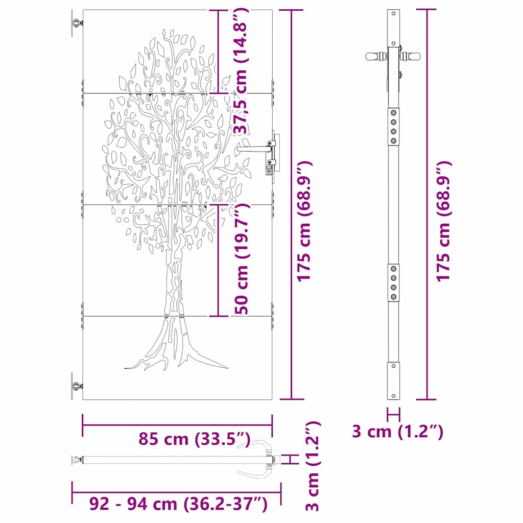 Cancello da giardino con blocco Nero 85 x 175 cm | homemem39