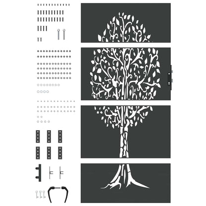 Cancello da giardino con blocco Nero 85 x 200 cm | homemem39