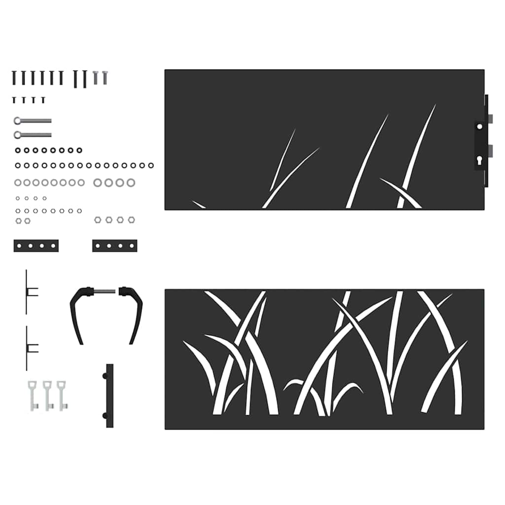 Cancello da giardino con blocco Nero 85 x 100 cm