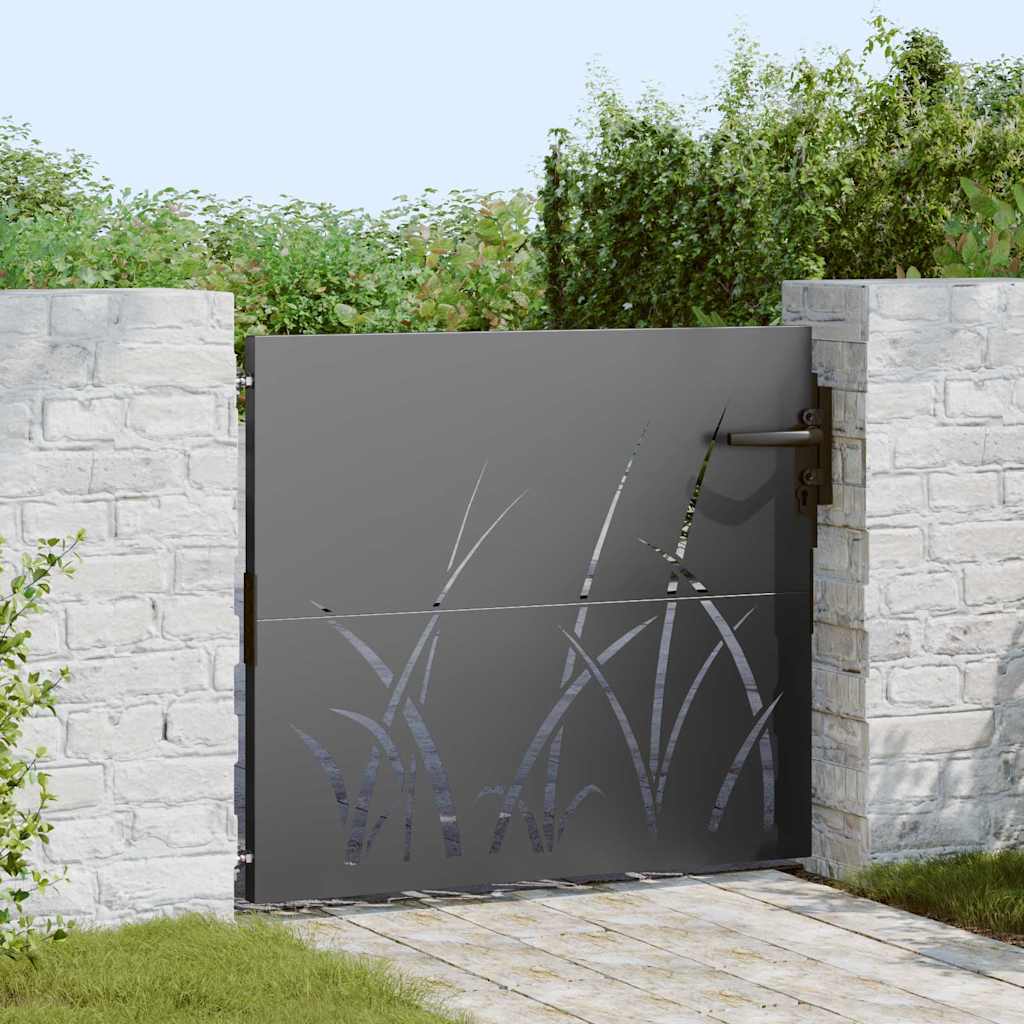 Cancello da giardino con blocco Nero 85 x 100 cm