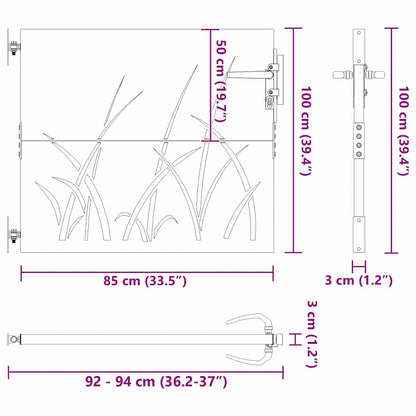 Cancello da giardino con blocco Nero 85 x 100 cm