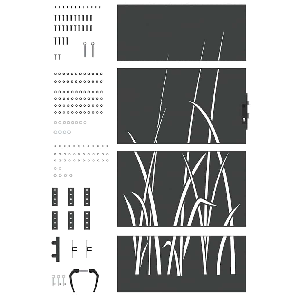 Cancello da giardino con blocco Nero 85 x 200 cm | homemem39
