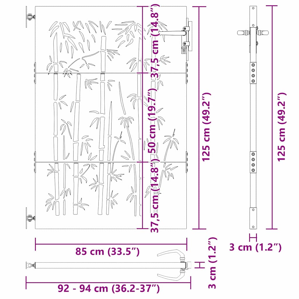 Cancello da giardino con blocco Nero 85 x 125 cm | homemem39