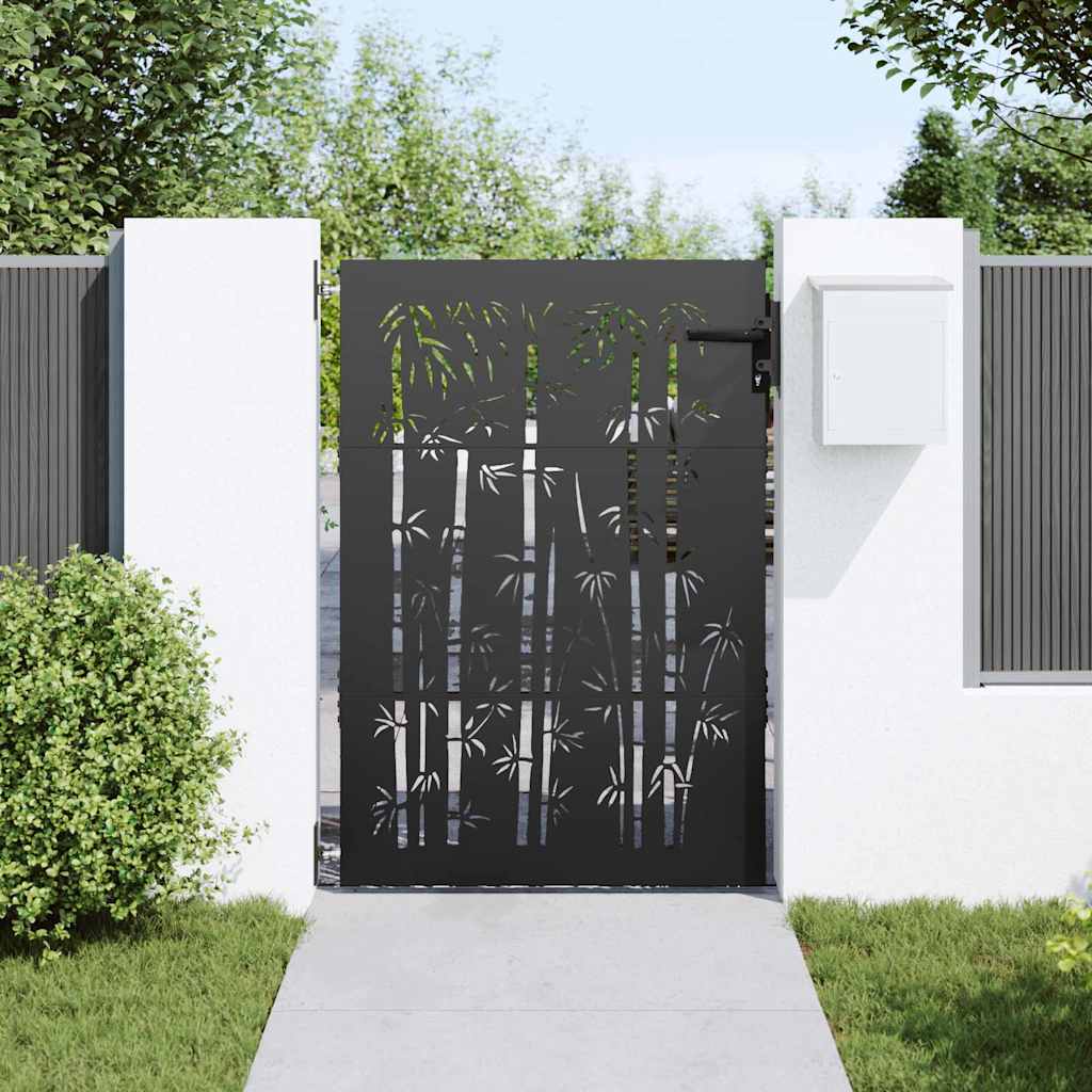 Cancello da giardino con blocco Nero 85 x 150 cm | homemem39