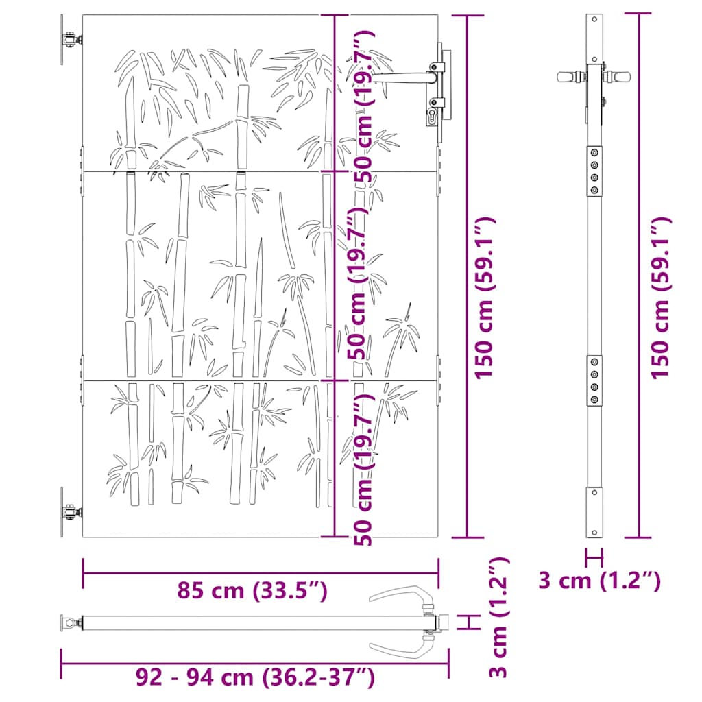 Cancello da giardino con blocco Nero 85 x 150 cm