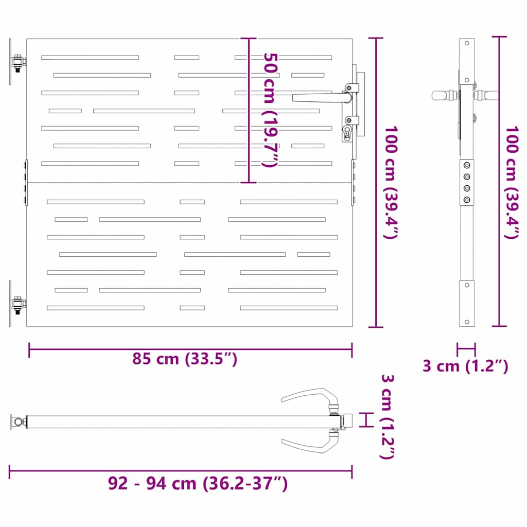 Cancello da giardino con blocco Nero 85 x 100 cm | homemem39