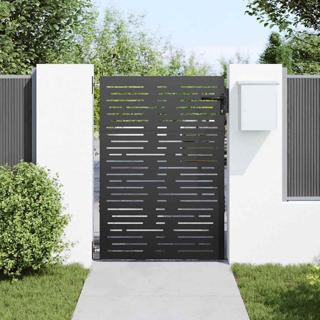Cancello da giardino con blocco Nero 85 x 125 cm | homemem39