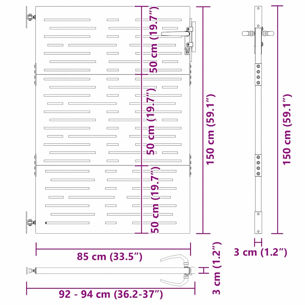 Cancello da giardino con blocco Nero 85 x 150 cm | homemem39