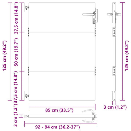 Cancello da giardino con blocco Nero 85 x 125 cm