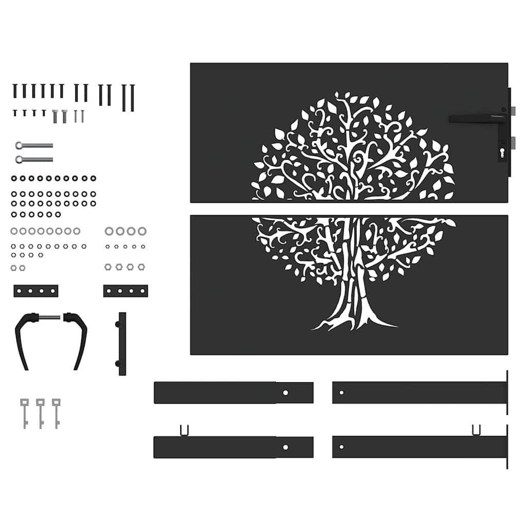 Cancello da giardino con blocco Nero 110 x 105 cm | homemem39