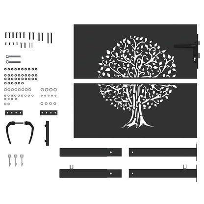 Cancello da giardino con blocco Nero 110 x 105 cm | homemem39