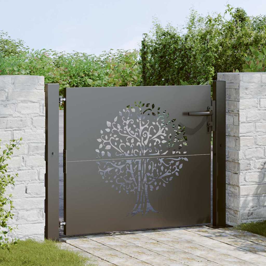 Cancello da giardino con blocco Nero 110 x 105 cm | homemem39