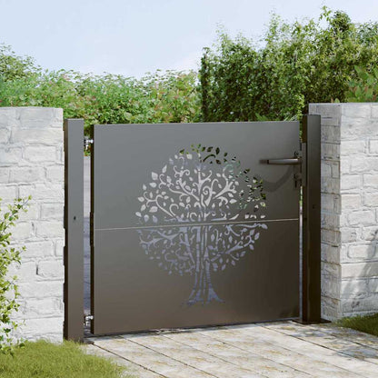 Cancello da giardino con blocco Nero 110 x 105 cm | homemem39
