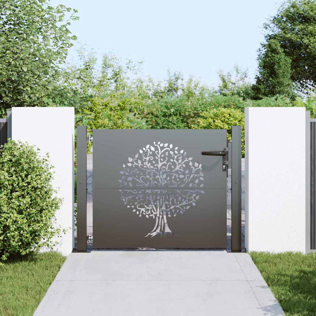 Cancello da giardino con blocco Nero 110 x 105 cm | homemem39