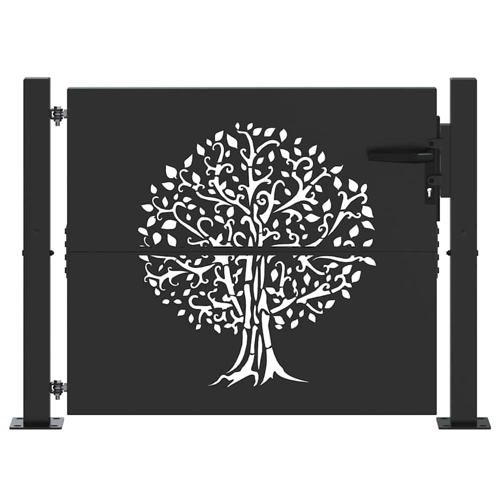 Cancello da giardino con blocco Nero 110 x 105 cm | homemem39