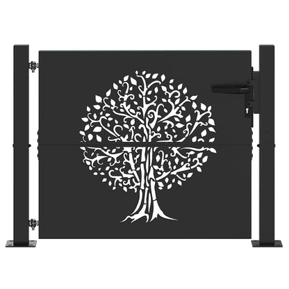 Cancello da giardino con blocco Nero 110 x 105 cm | homemem39