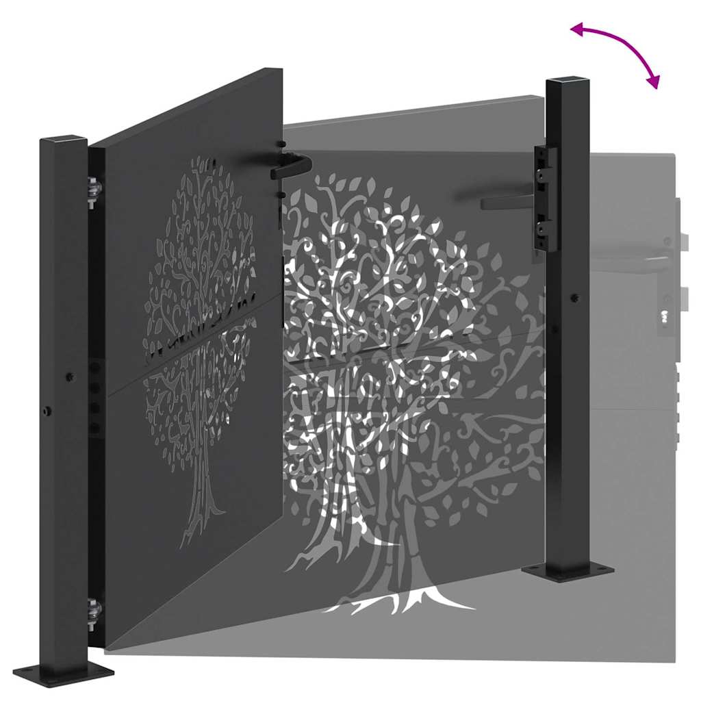 Cancello da giardino con blocco Nero 110 x 105 cm | homemem39