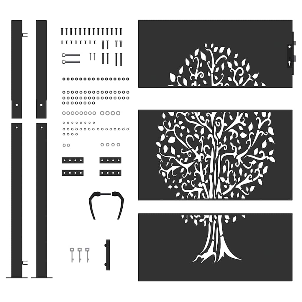 Cancello da giardino con blocco Nero 110 x 155 cm