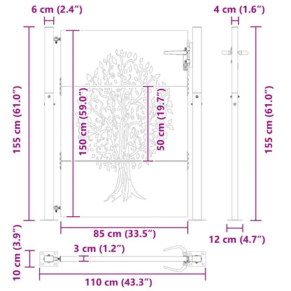 Cancello da giardino con blocco Nero 110 x 155 cm | homemem39