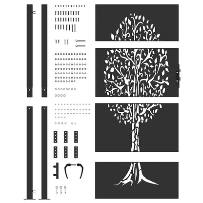 Cancello da giardino con blocco Nero 110 x 180 cm | homemem39
