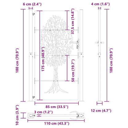 Cancello da giardino con blocco Nero 110 x 180 cm | homemem39