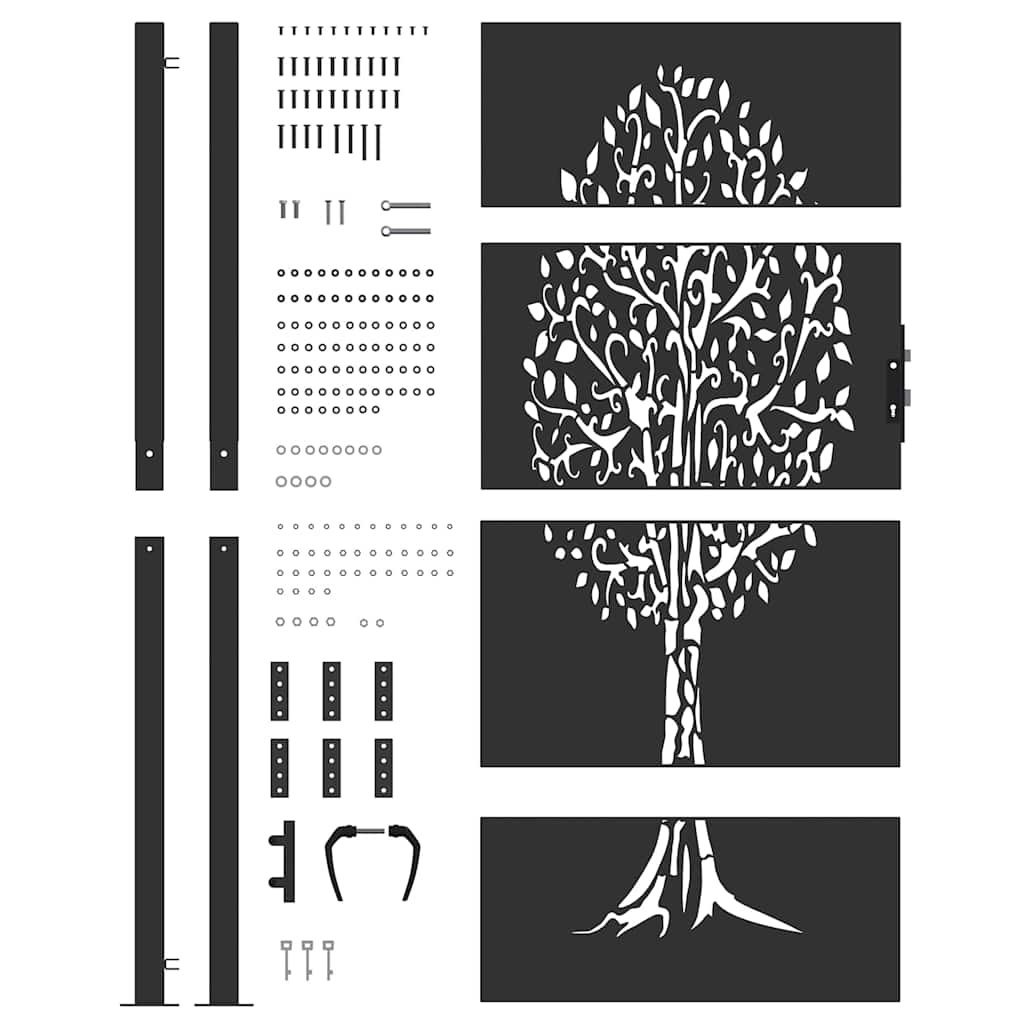 Cancello da giardino con blocco Nero 110 x 205 cm | homemem39