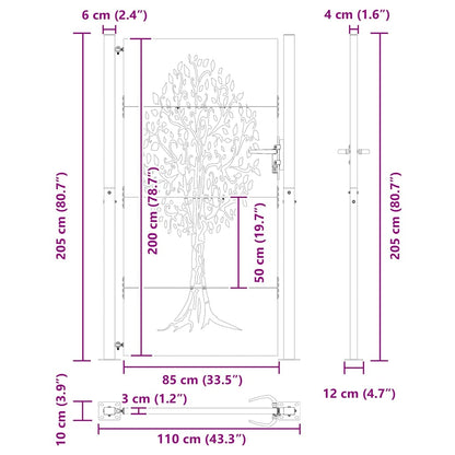 Cancello da giardino con blocco Nero 110 x 205 cm | homemem39
