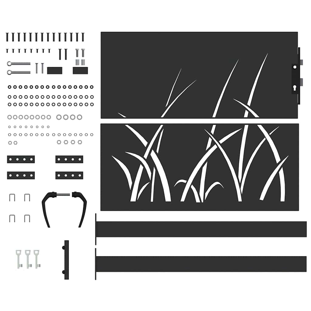 Cancello da giardino con blocco Nero 110 x 105 cm | homemem39