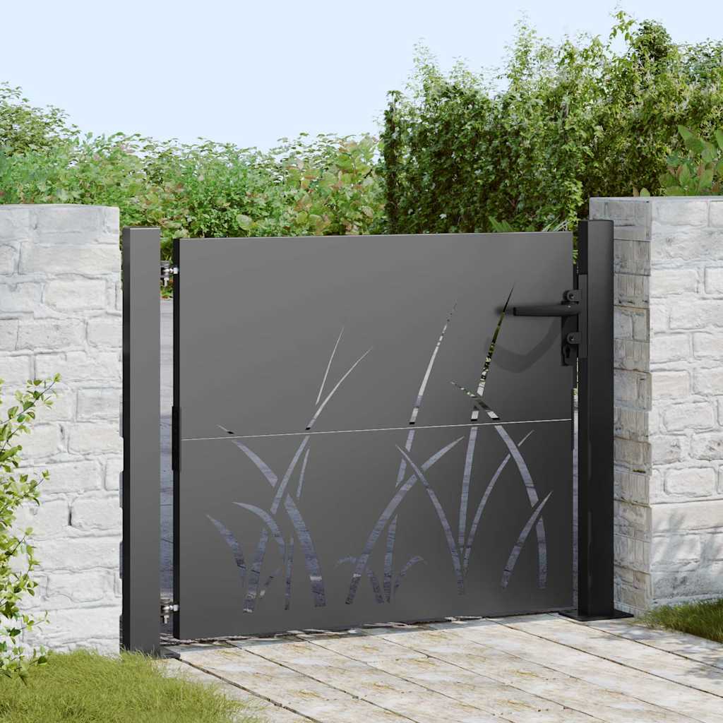 Cancello da giardino con blocco Nero 110 x 105 cm | homemem39
