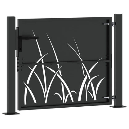 Cancello da giardino con blocco Nero 110 x 105 cm | homemem39