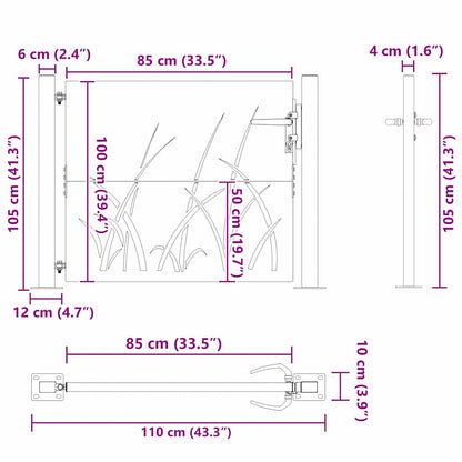 Cancello da giardino con blocco Nero 110 x 105 cm | homemem39