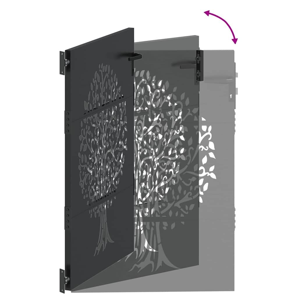 Cancello da giardino con blocco Nero 110 x 130 cm | homemem39
