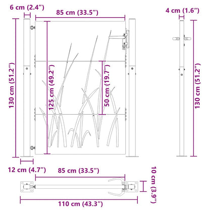 Cancello da giardino con blocco Nero 110 x 130 cm | homemem39