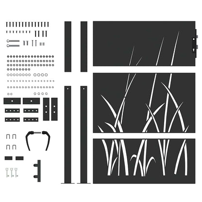 Cancello da giardino con blocco Nero 110 x 155 cm | homemem39