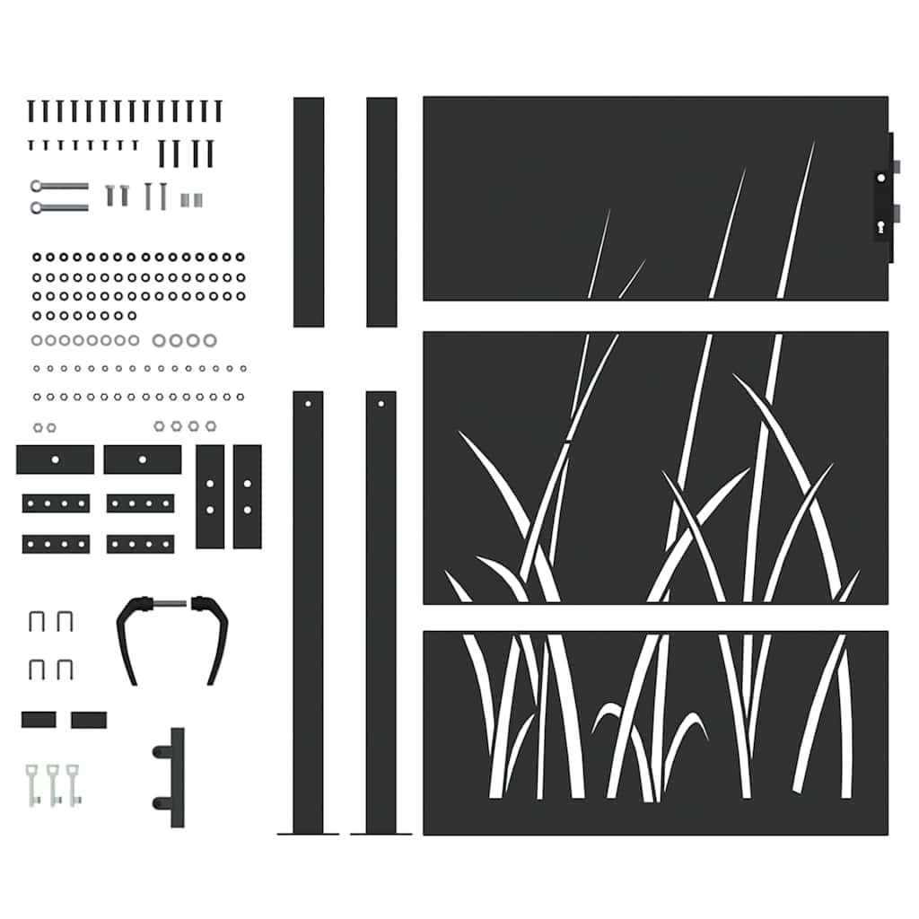 Cancello da giardino con blocco Nero 110 x 155 cm